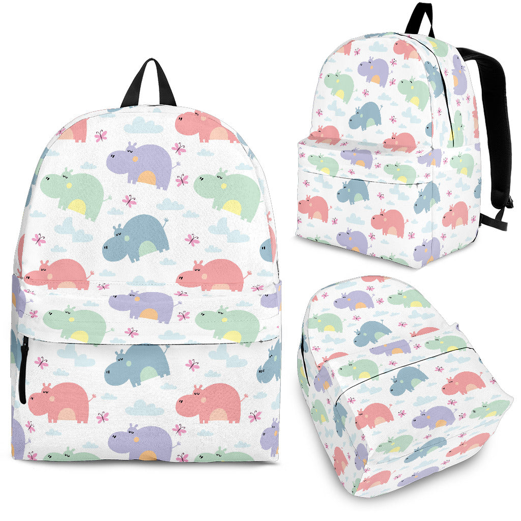 Hippopotamus Pattern Print Design 03 Backpack