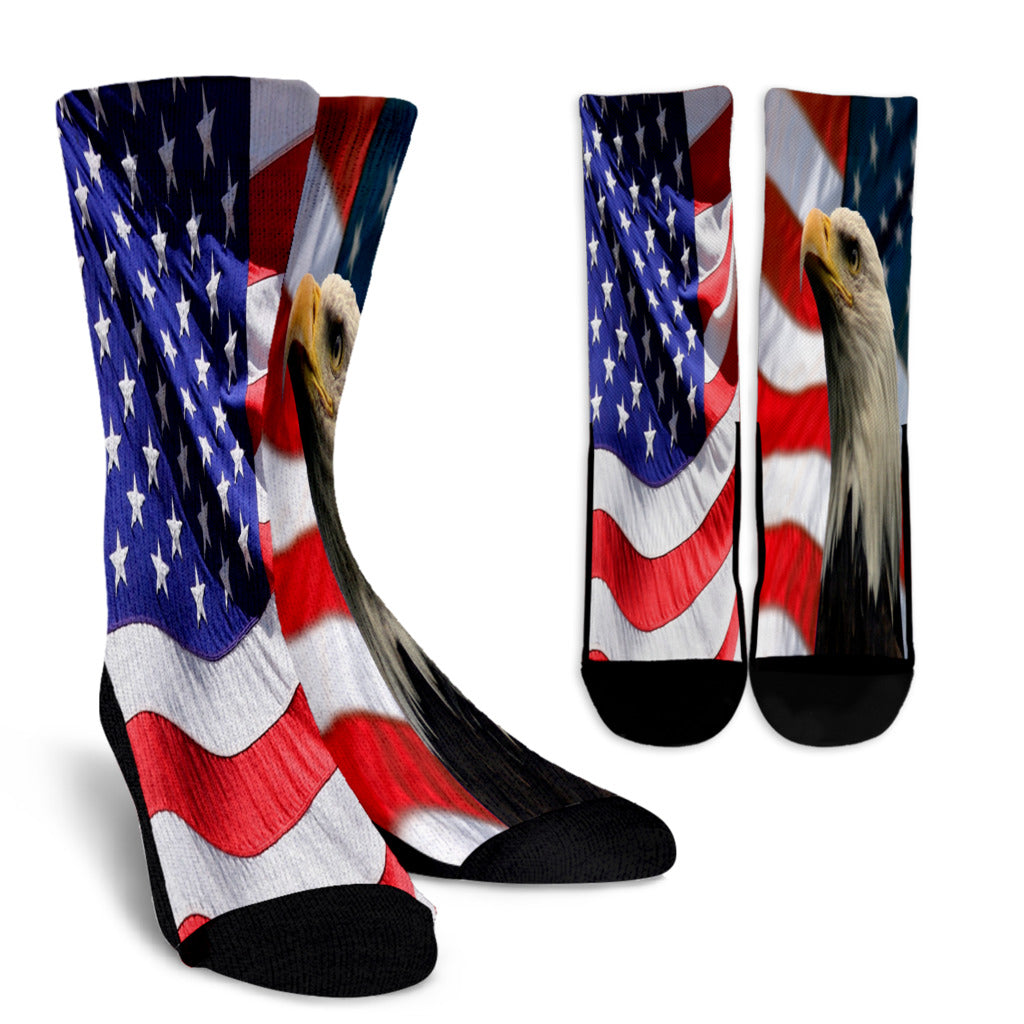 American Flag And Bald Eagle Crew Socks