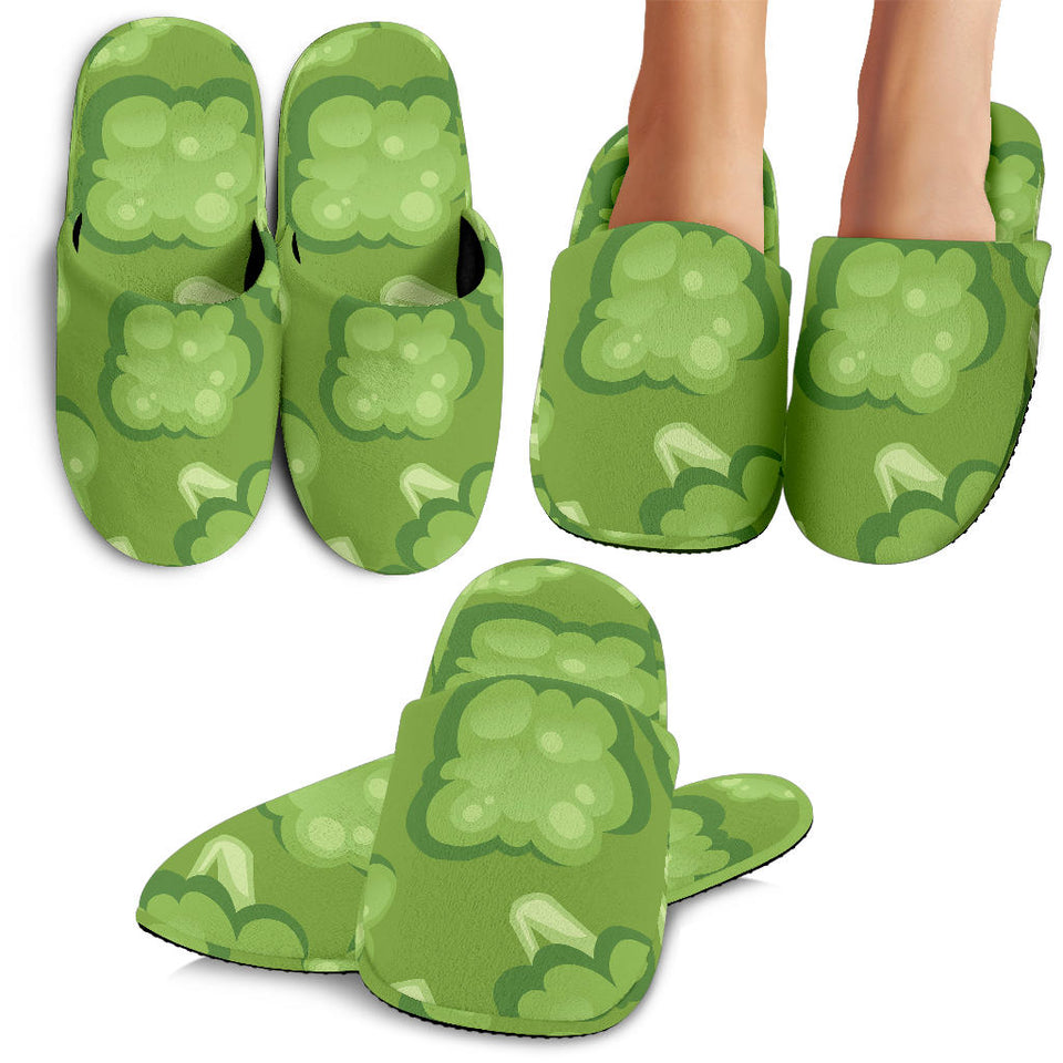 Broccoli Pattern Green Background Slippers