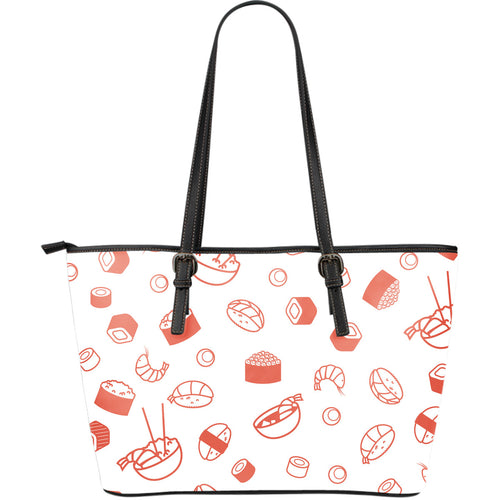 Sushi Pattern Large Leather Tote Bag