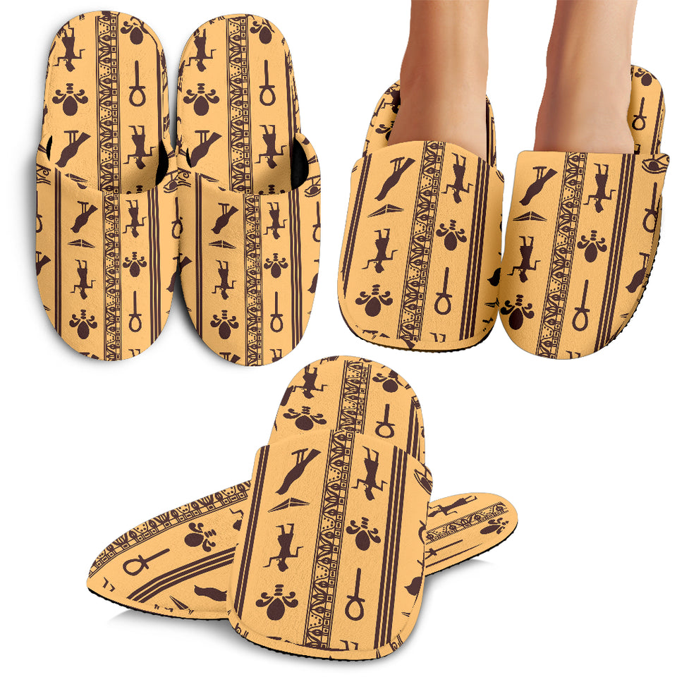 Egypt Hieroglyphics Pattern Print Design 02 Slippers