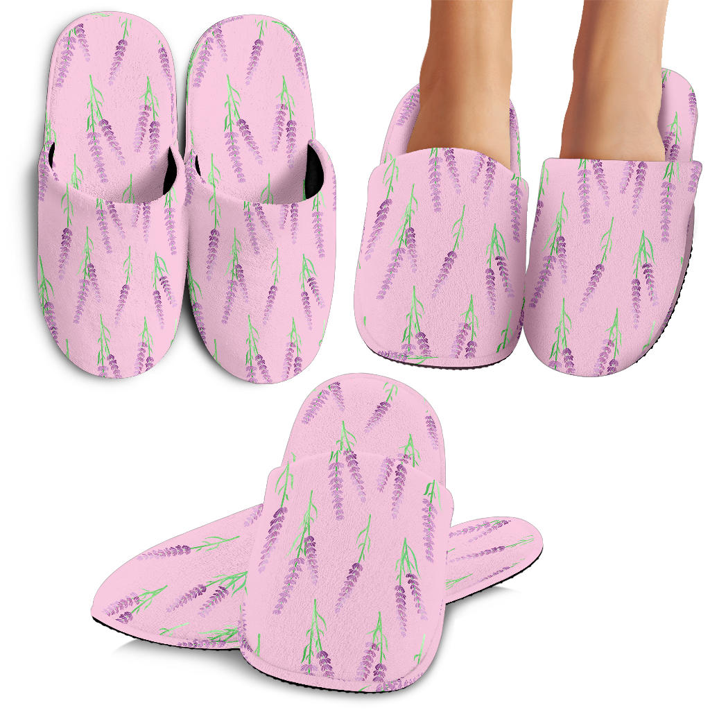 Lavender Pattern Pink Background Slippers