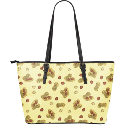 Peanuts Design Pattern Large Leather Tote Bag