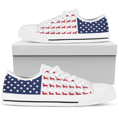 Dachshund Us Flag Women'S Low Top Shoe