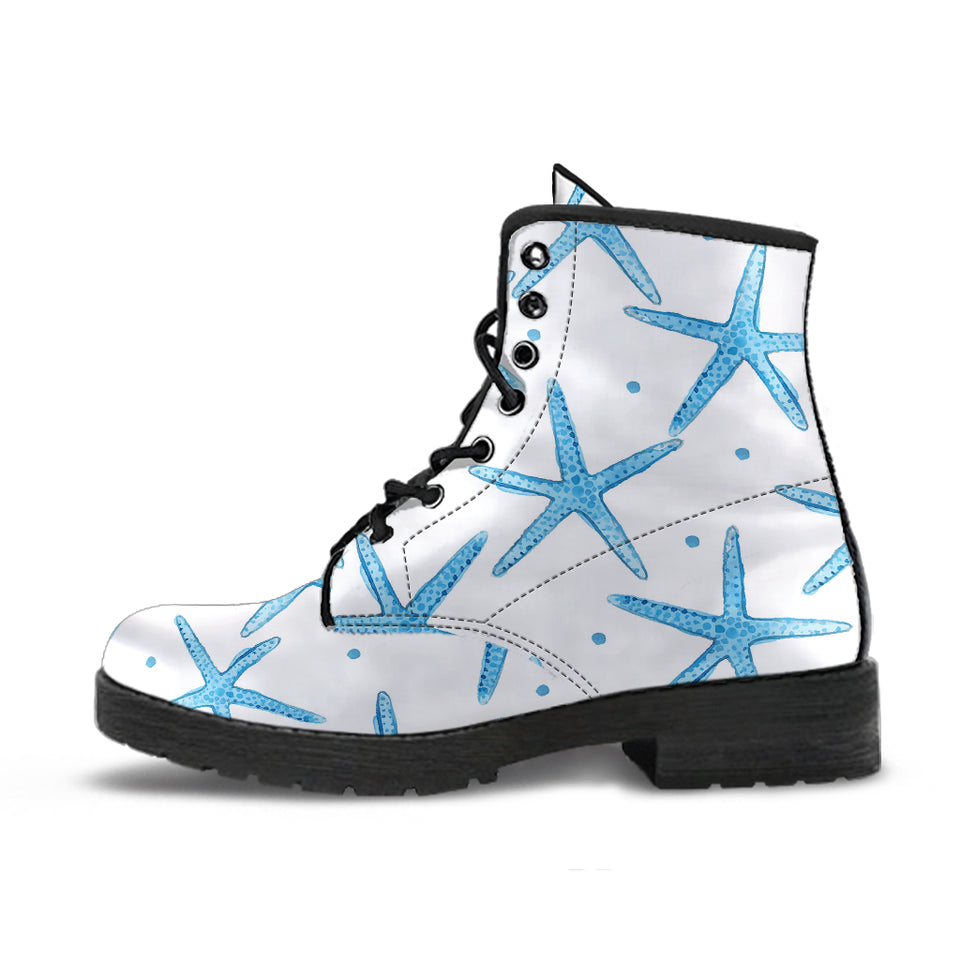 Watercolor Starfish Pattern Leather Boots