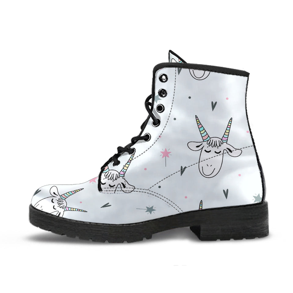 Cute Goat Design Pattern Leather Boots
