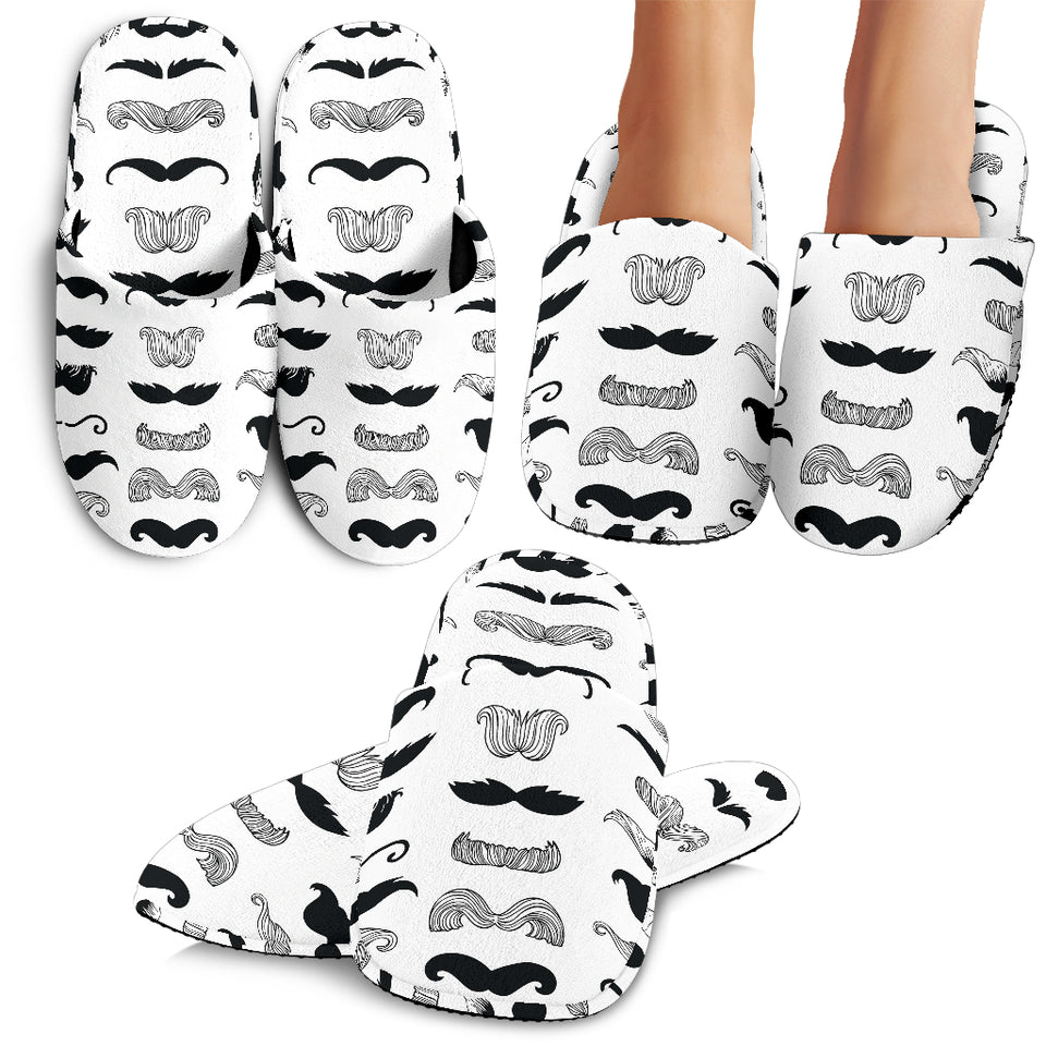 Mustache Beard Pattern Print Design 04 Slippers