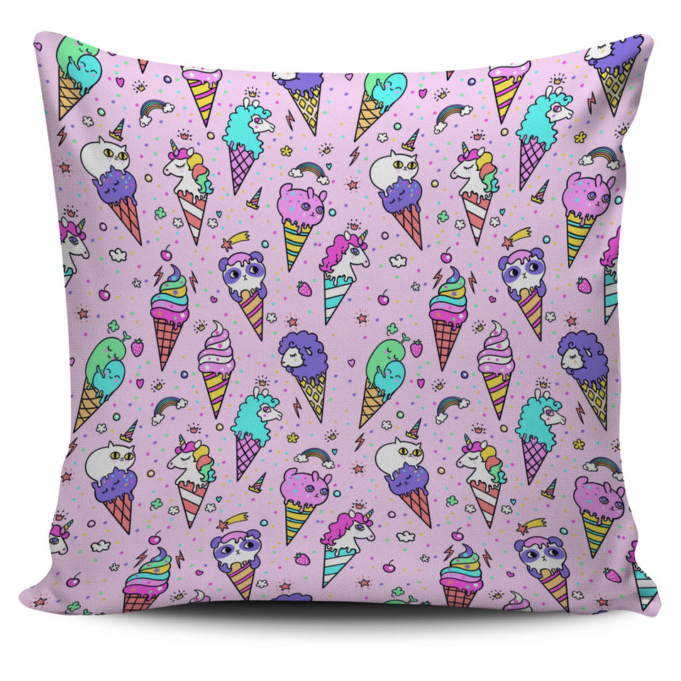 Cute Ice Cream Cone Animal Pattern Pillow Cover