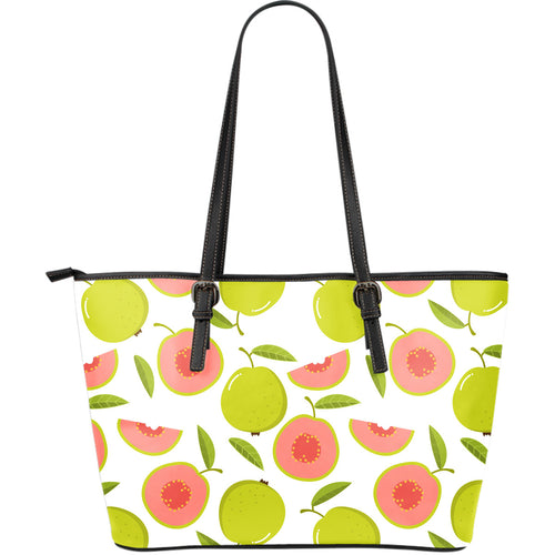 Guava Pattern Large Leather Tote Bag