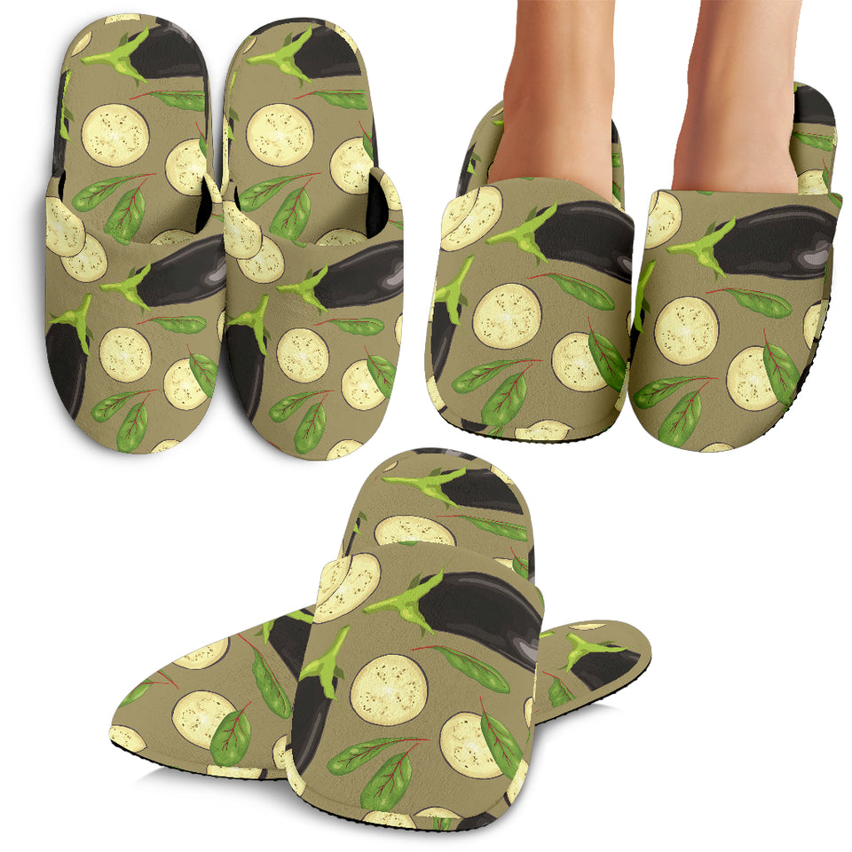 Eggplant Pattern Print Design 02 Slippers