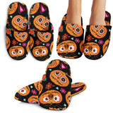 Pumpkin Flowers Spiderweb Halloween Theme Slippers