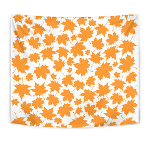 Orange Maple Leaf Pattern Wall Tapestry