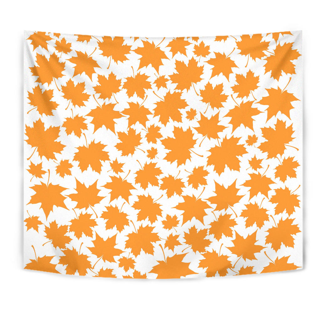 Orange Maple Leaf Pattern Wall Tapestry