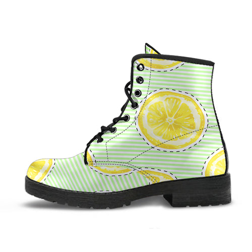 Slice Of Lemon Pattern Leather Boots