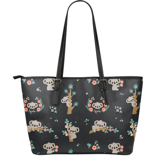Cute Koala Pattern Large Leather Tote Bag