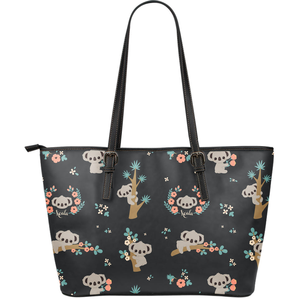 Cute Koala Pattern Large Leather Tote Bag
