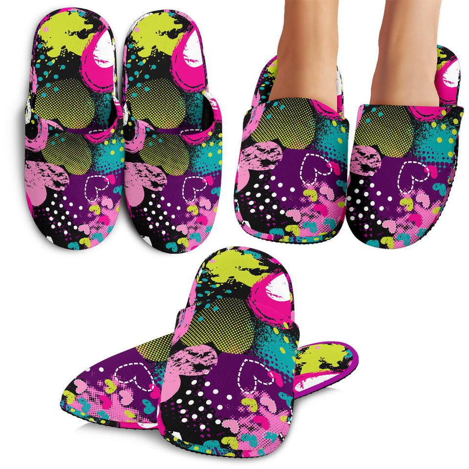 Heart Dot Wave Star Creative Design Pattern Slippers