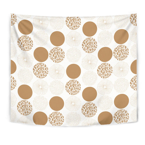 Gold Texture Mushroom Pattern Wall Tapestry