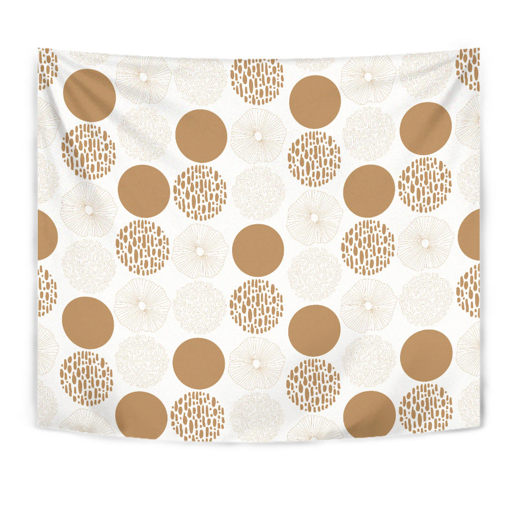 Gold Texture Mushroom Pattern Wall Tapestry