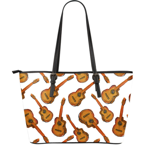 Paint Guitar Pattern Large Leather Tote Bag