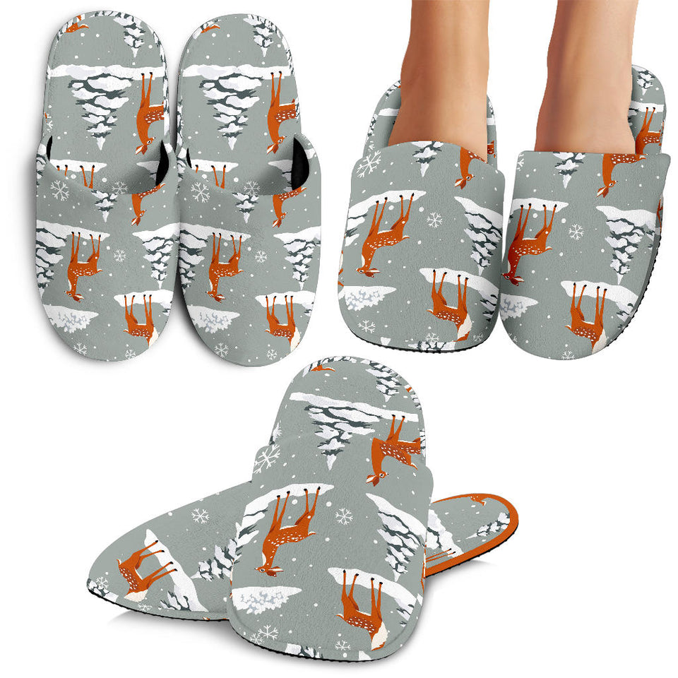 Beautiful Deers Winter Christmas Slippers