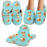 Fox Pattern Blue B Ackground Slippers