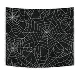 Spider Web Pattern Black Background White Cobweb Wall Tapestry
