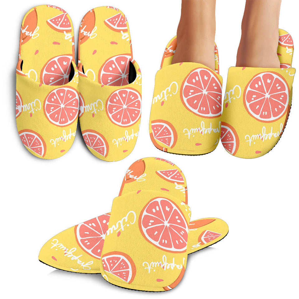 Grapefruit Yellow Background Slippers