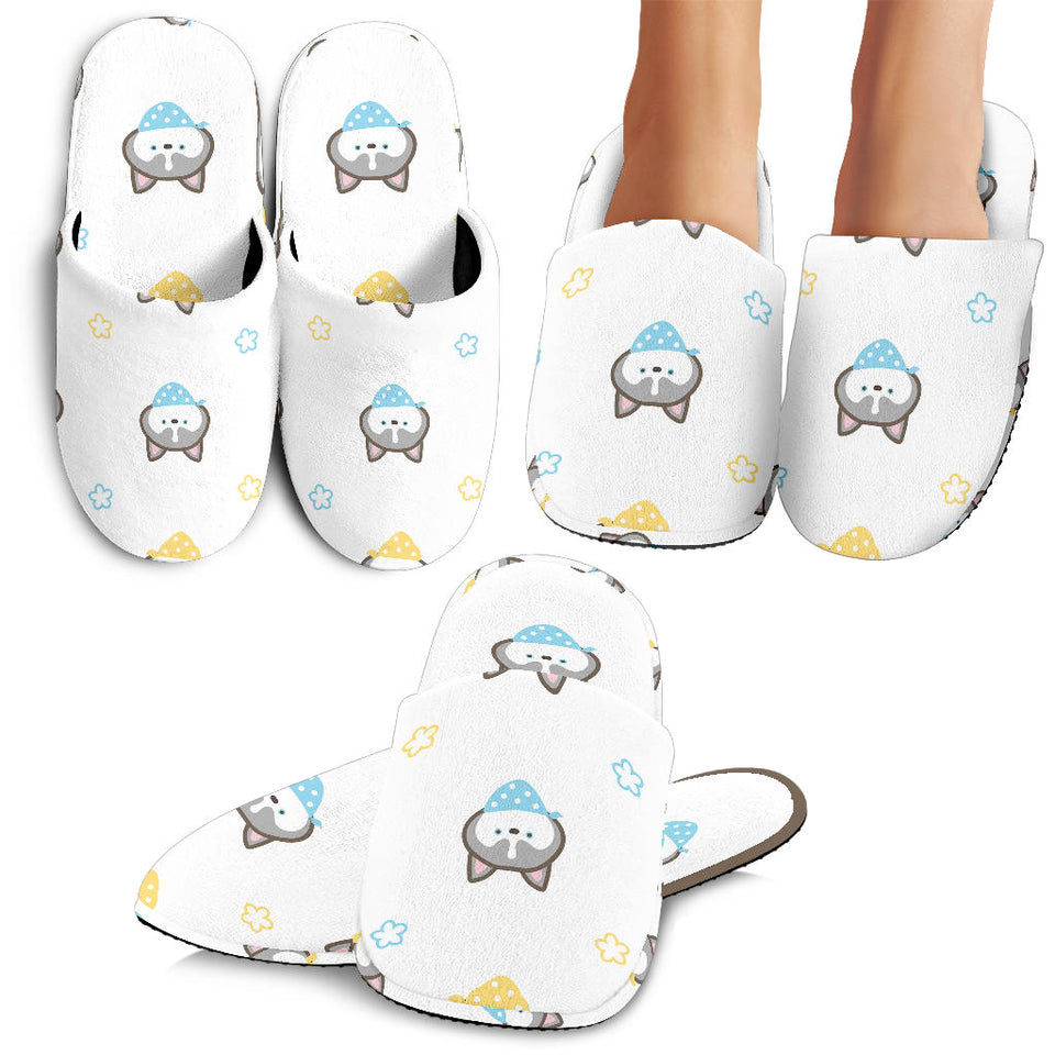 Cute Siberian Husky Pattern Slippers