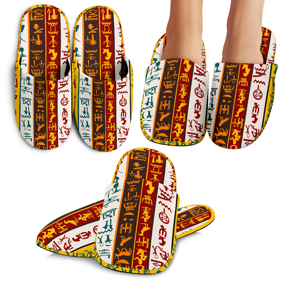 Egypt Hieroglyphics Pattern Print Design 01 Slippers