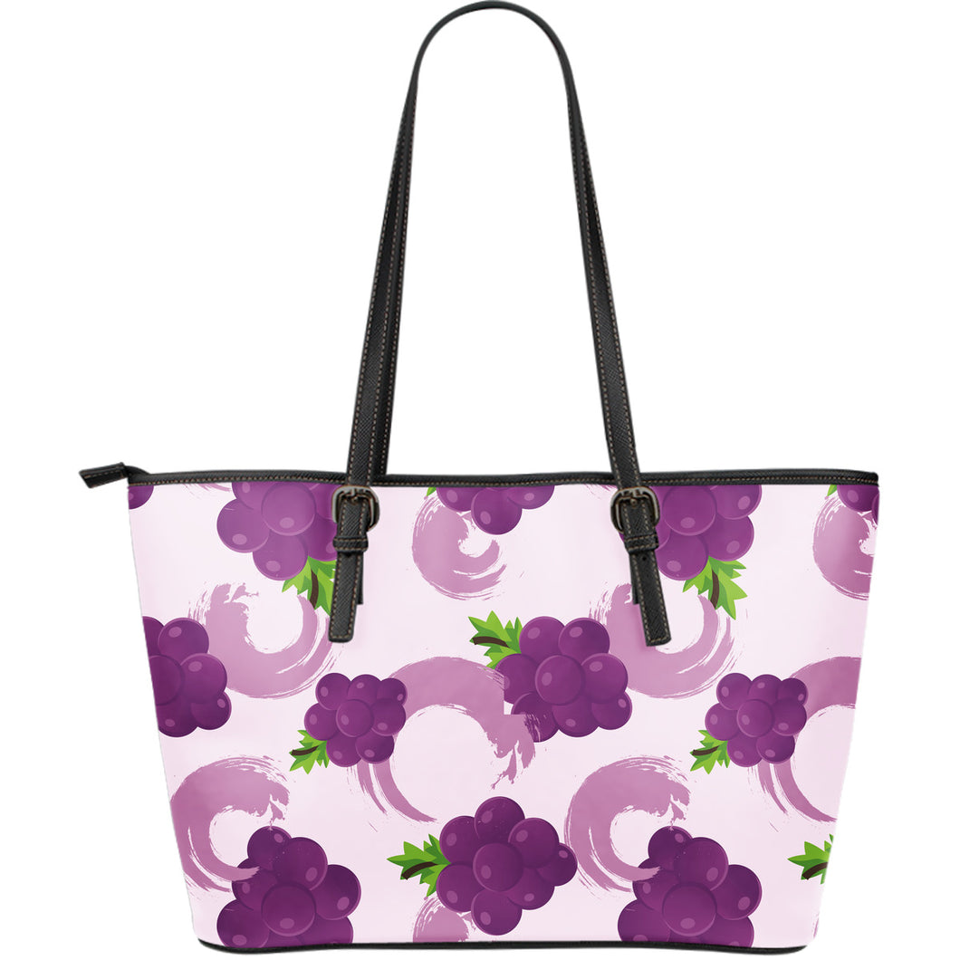 Cute Grape Pattern Large Leather Tote Bag