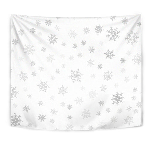 Snowflake Pattern White Background Wall Tapestry