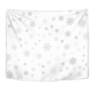 Snowflake Pattern White Background Wall Tapestry