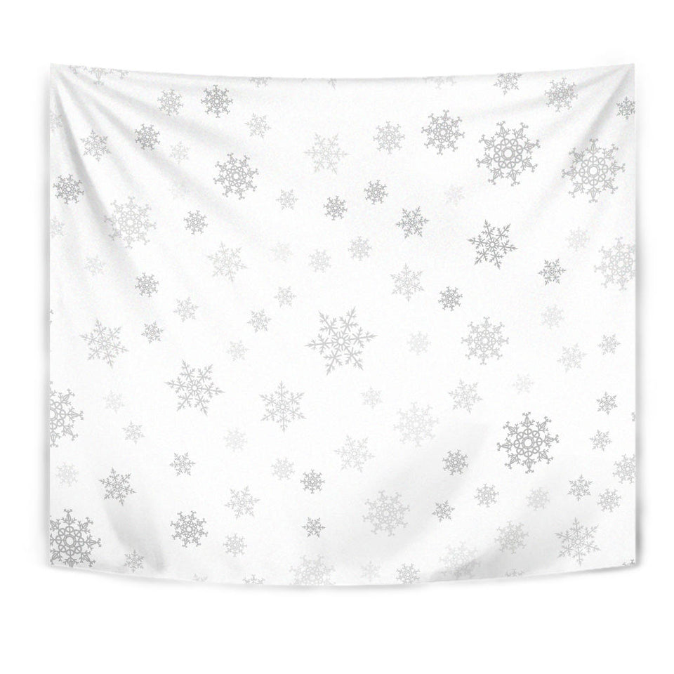 Snowflake Pattern White Background Wall Tapestry