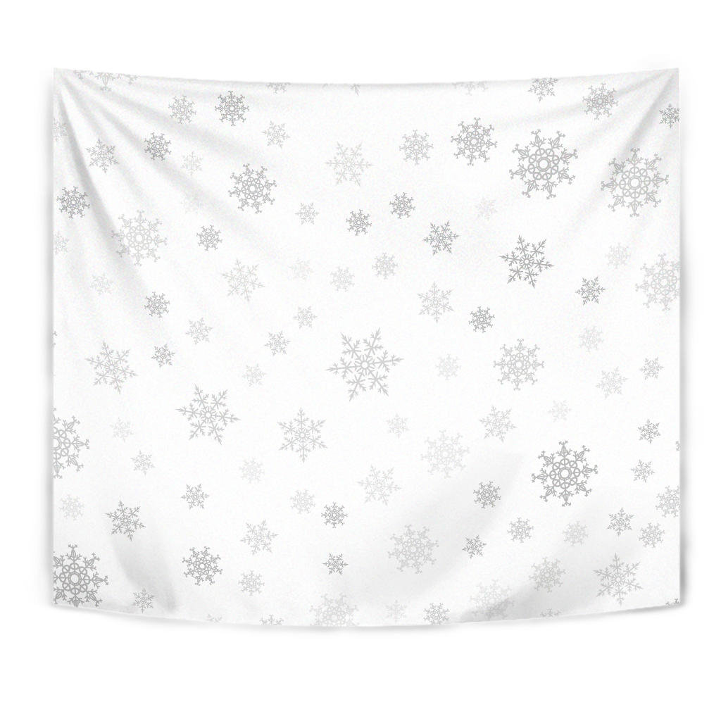 Snowflake Pattern White Background Wall Tapestry