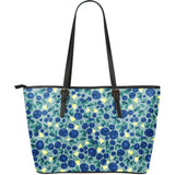 Blueberry Design Pattern Large Leather Tote Bag