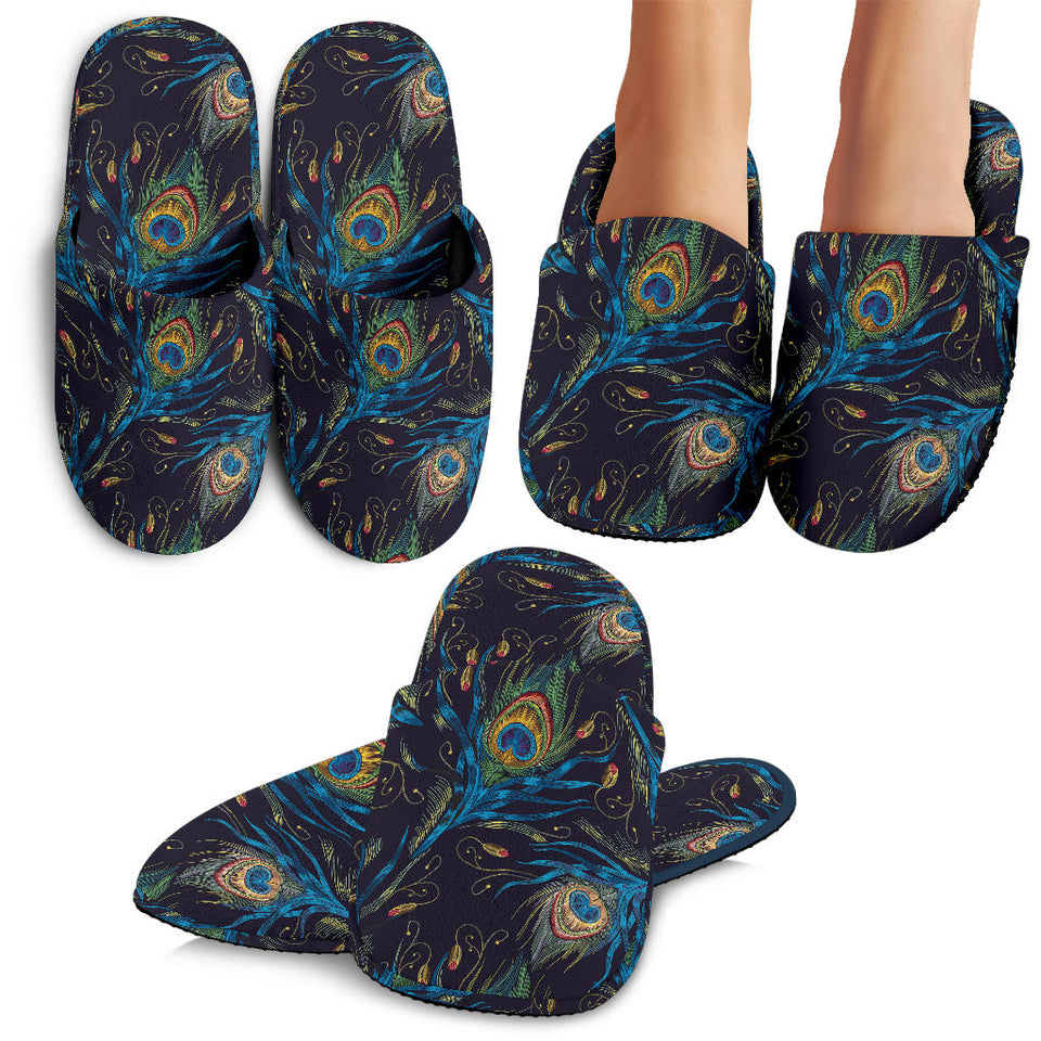Beautiful Peacock Feather Pattern Slippers
