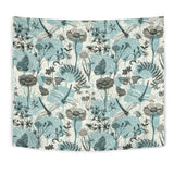 Dragonfly Butterfly Plants Insect Flower Vintage Style Pattern Wall Tapestry