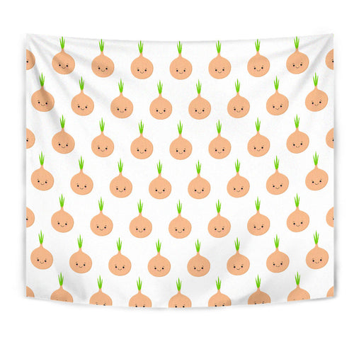 Cute Onions Smiling Faces Wall Tapestry
