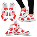 Red Apples White Background Women'S Sneaker Shoes