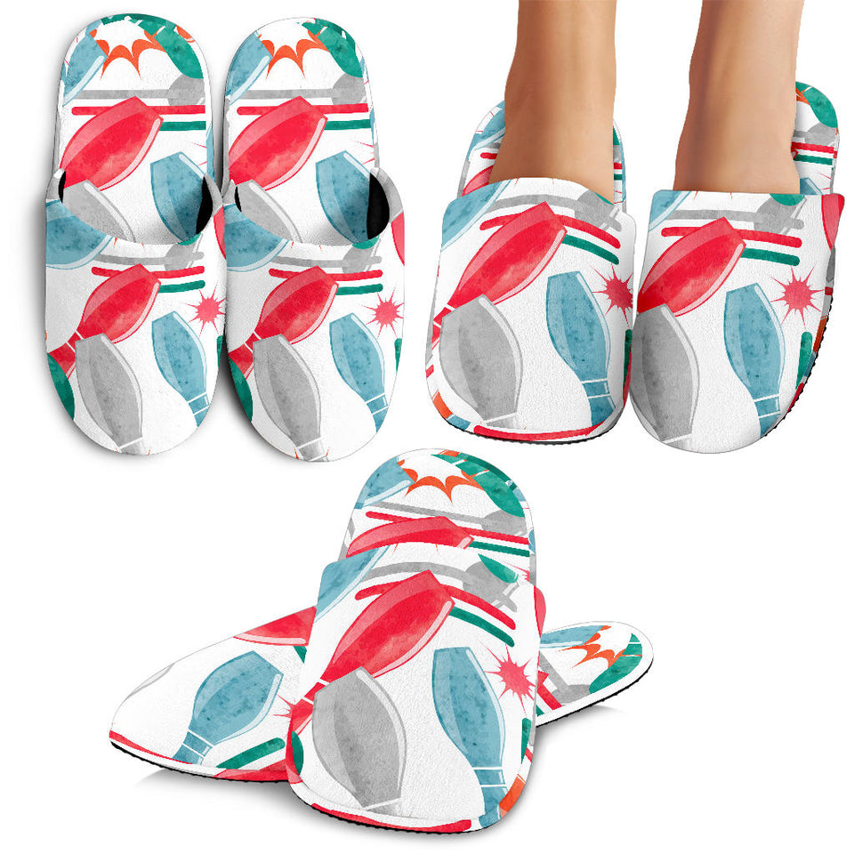 Watercolor Bowling Pattern Slippers