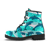 Dolphin Sea Pattern Leather Boots
