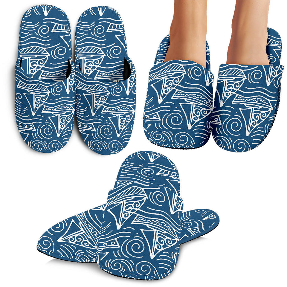 Hand Drawn Sailboat Pattern Slippers