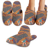 Bonsai Bamboo Stork Japanese Pattern Brown Theme Slippers