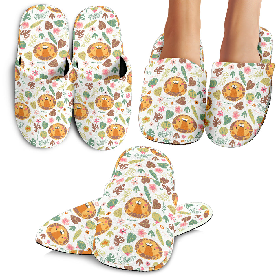 Lion Pattern Print Design 04 Slippers