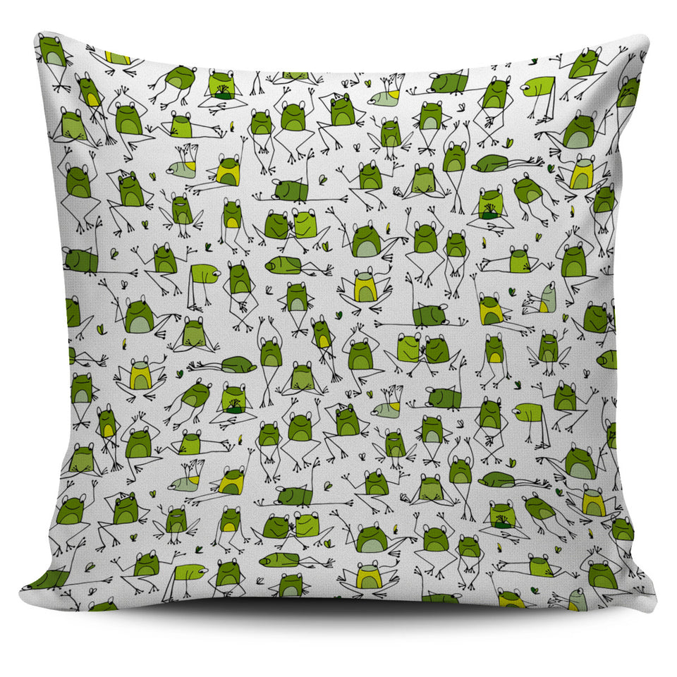 Sketch Funny Frog Pattern Pillow Cover