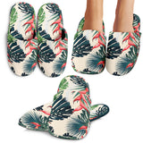 Heliconia Flowers, Palm And Monstera Leaves Slippers
