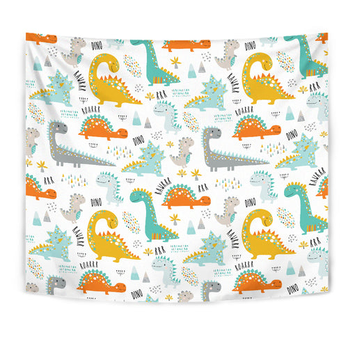 Cute Funny Kids Dinosaurs Pattern Wall Tapestry
