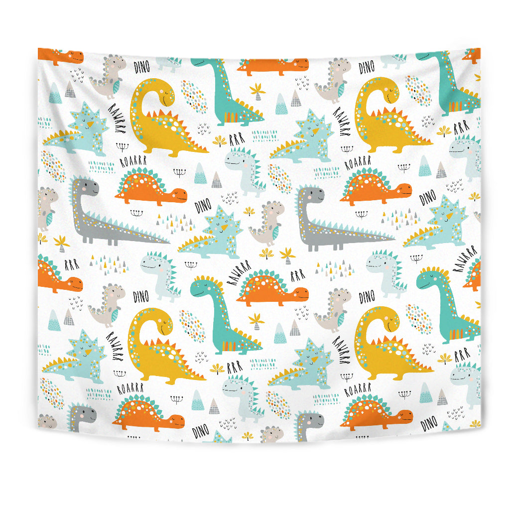 Cute Funny Kids Dinosaurs Pattern Wall Tapestry