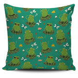 Cute Frog Dragonfly Design Pattern Pillow Cover